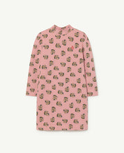 Load image into Gallery viewer, Pink Flowers Jersey Bug Dress