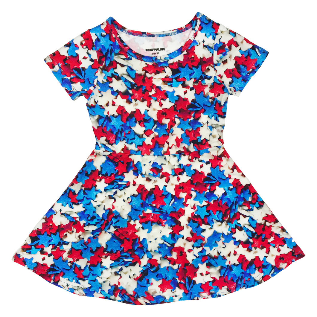 Red, White and Blue Sprinkles Skater Dress (LAST ONE 2Y)