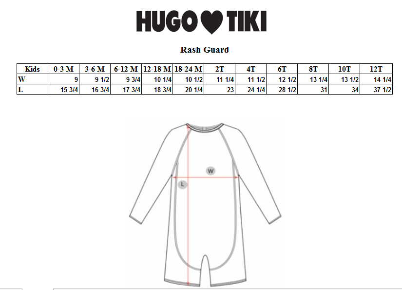 Hugo Loves Tiki Red Poodle Rash Guard The Boys and the Babe