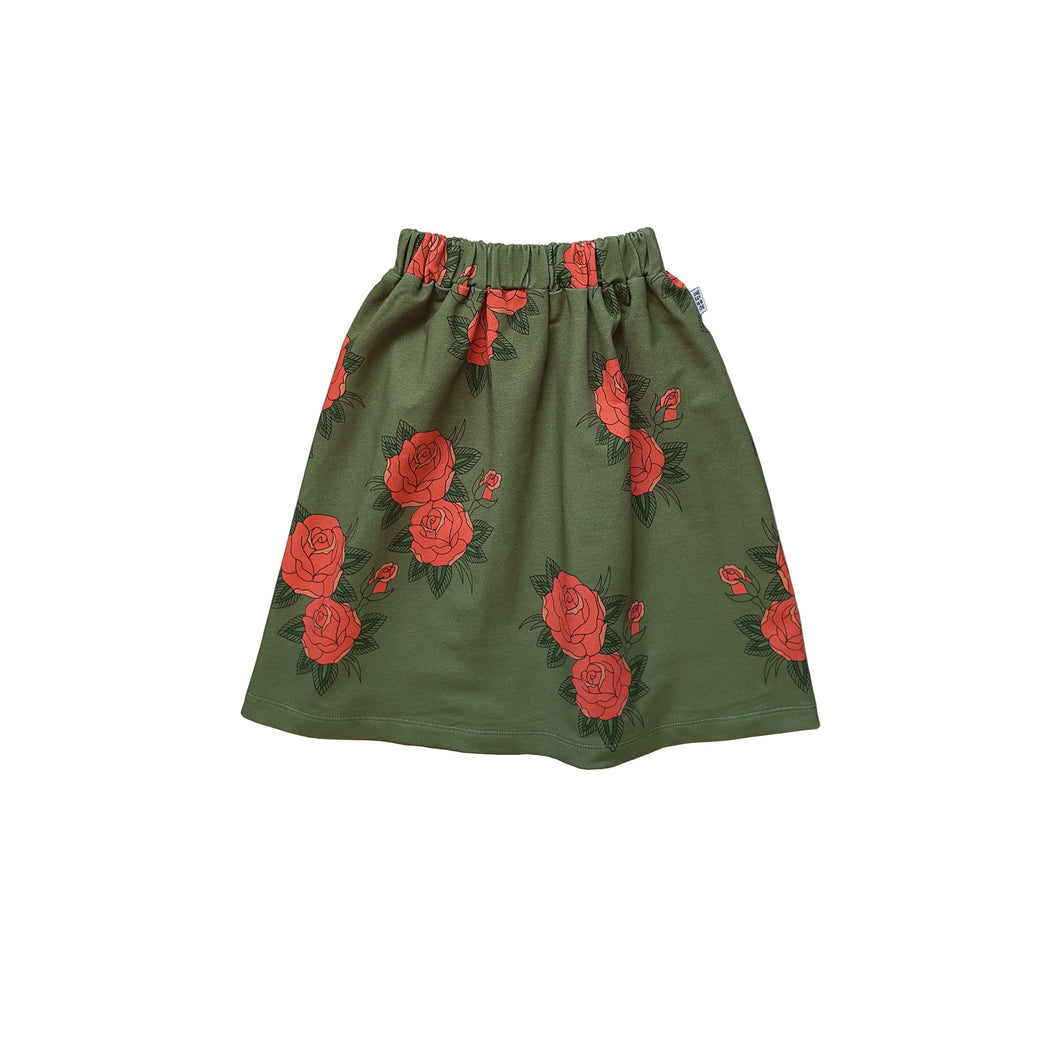 Green Roses Long Skirt (LAST ONE 5/6Y)