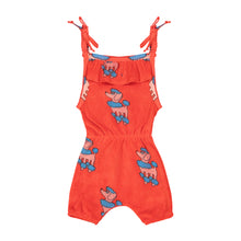Load image into Gallery viewer, Red Poodle Terry Ruffle Playsuit

