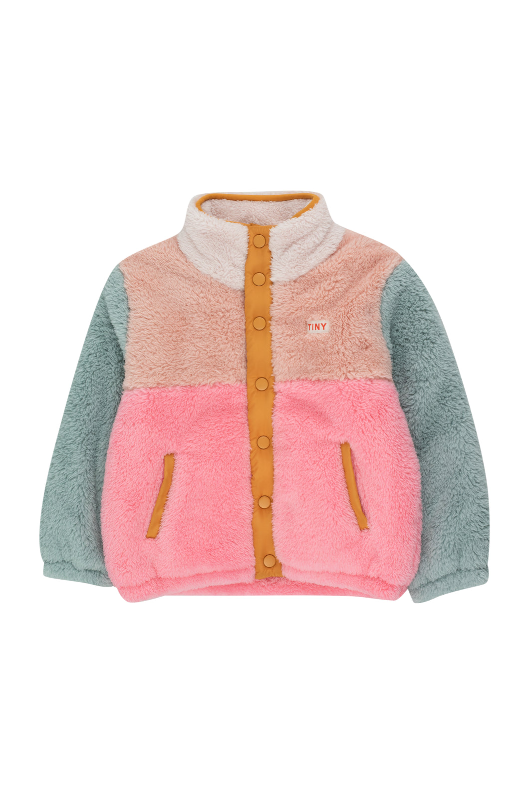 Color Block Polar Sherpa Jacket - Pink