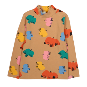 Colorful Bird Turtleneck T-Shirt