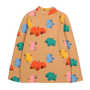 Colorful Bird Turtleneck T-Shirt