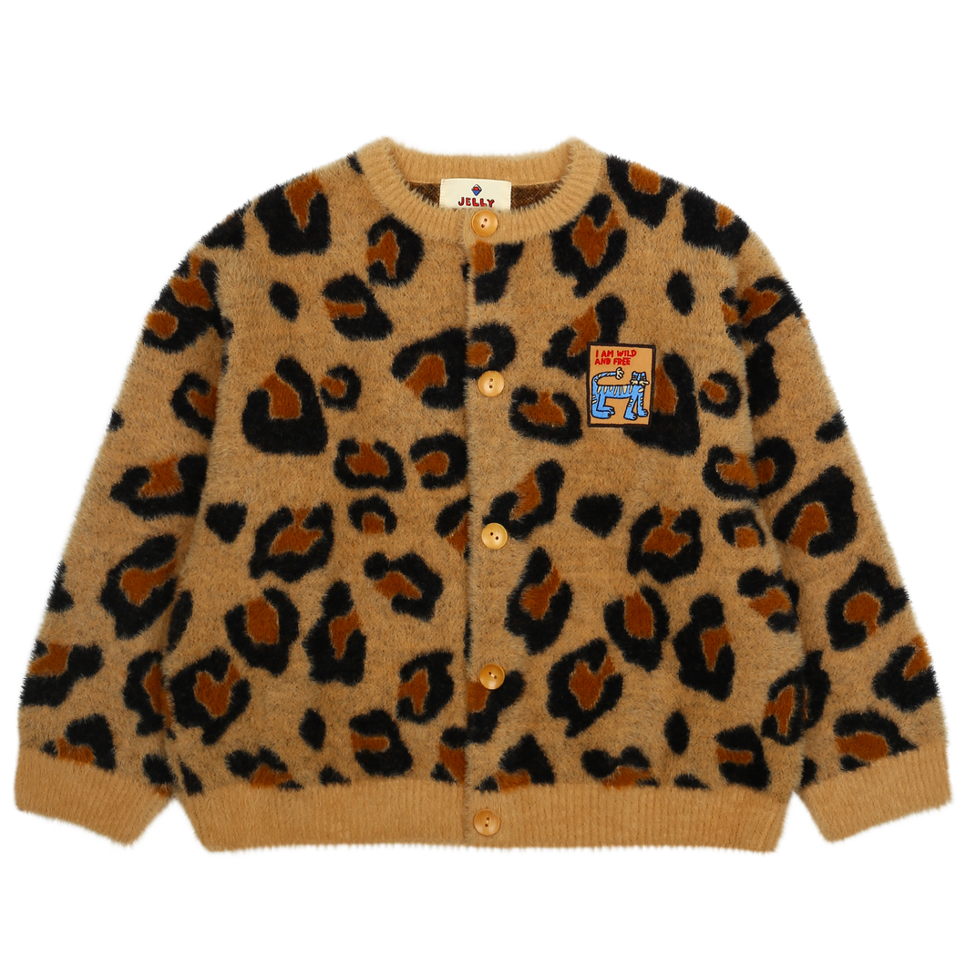 Leopard Pattern Cardigan Beige