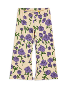 Roses Flared Trousers - Purple