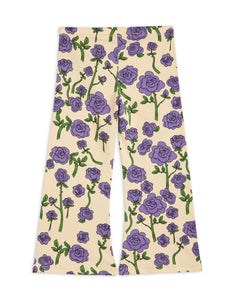 Roses Flared Trousers - Purple