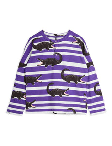 Crocodile Stripe Grandpa Shirt - Purple