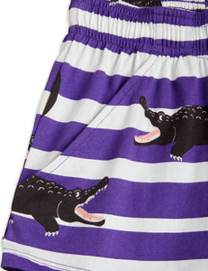 Crocodile Stripe Shorts - Purple